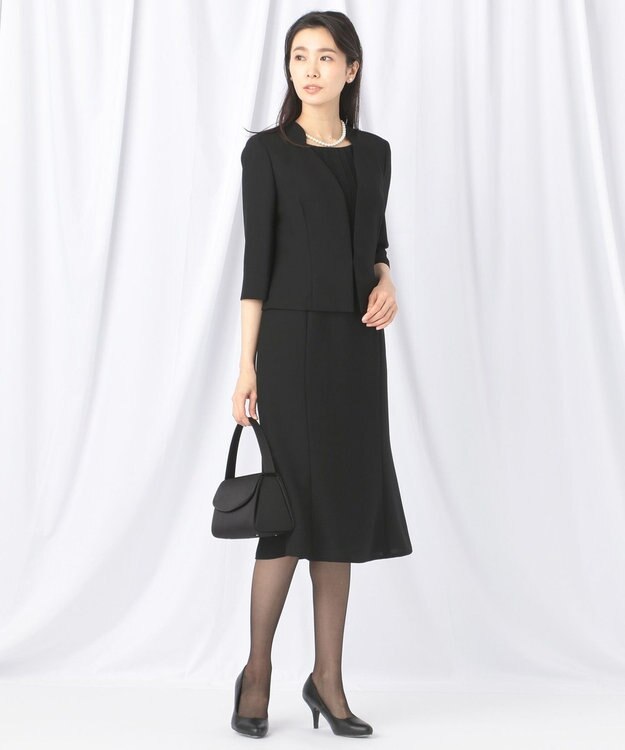 自由区 FORMAL 【前開きワンピース】ネルファータリンググログラン ジャケット+ワンピース ブラック系