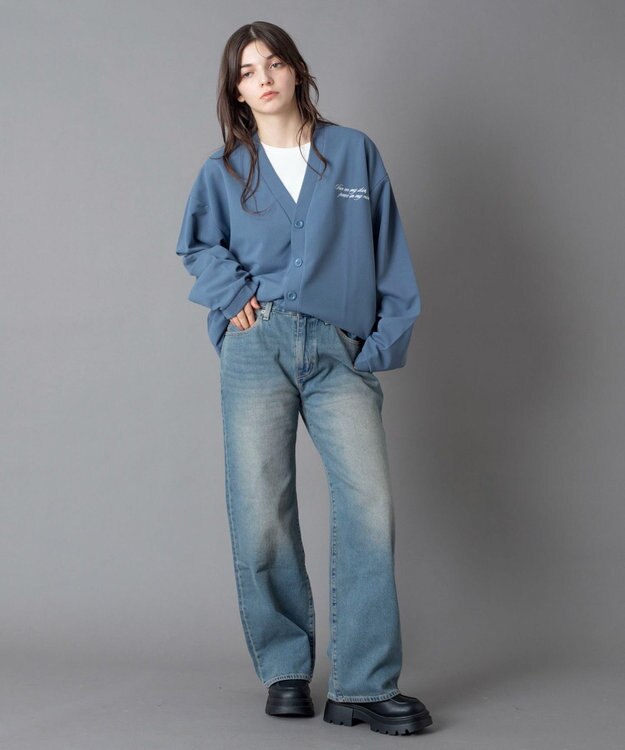 WEGO 【ユニセックス着用ITEM/ウエスト調整可】ストレートデニムパンツ デニム中濃色