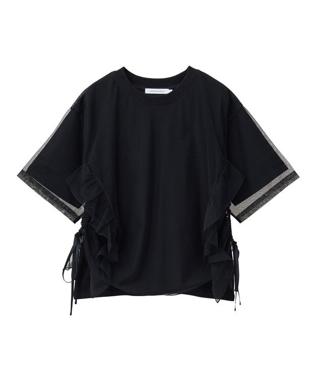 AMERICAN HOLIC チュールレイヤードドロストトップス Black