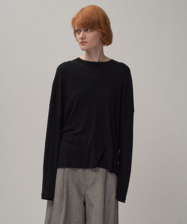 ATON COTTON LINEN FRAISE | ロングスリーブＴシャツ BLACK