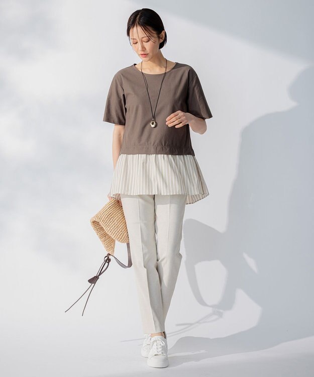 自由区 【ご好評につき新色追加・接触冷感・UVカット・吸水速乾・洗える・XXSサイズあり】シェルタリングドライオックス テーパードパンツ フラックス