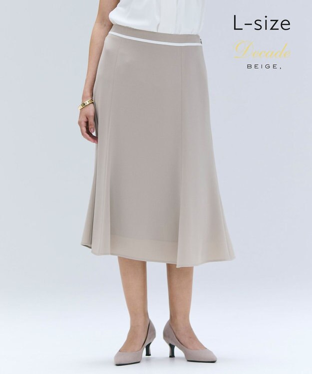 BEIGE， 【洗える・L-size】CINDY / フレアスカート Taupe × White