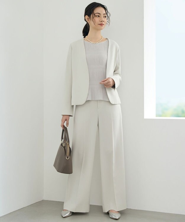 自由区 【カタログ掲載】トリアセダブルクロスワイドストレート パンツ ベージュ