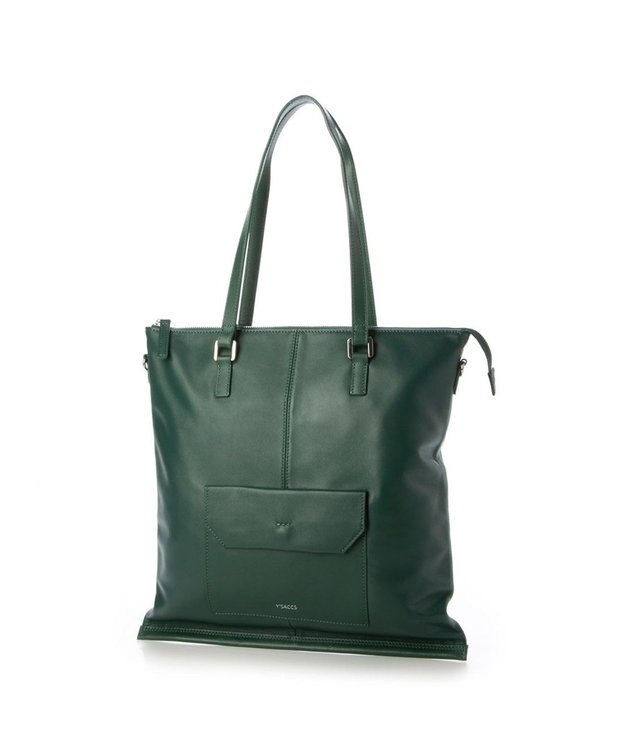 Y'SACCS イタリアンシープ2WAYフラットトート グリーン