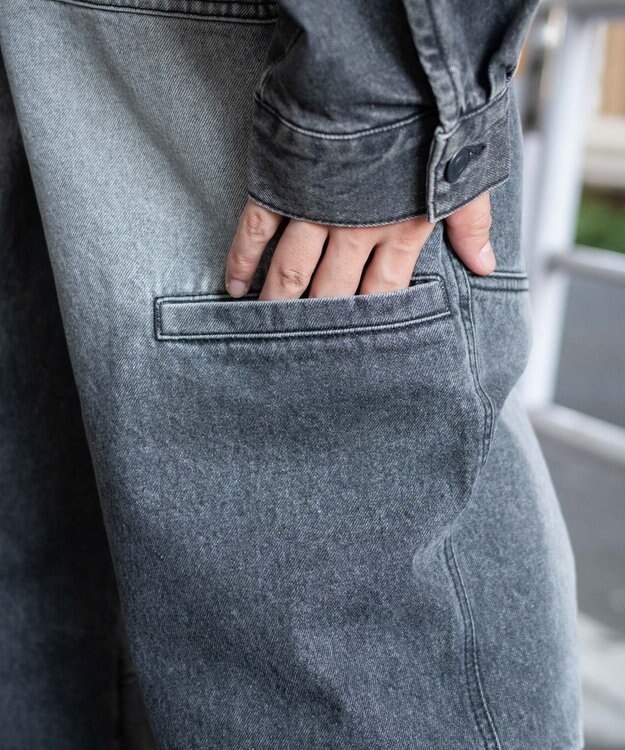 WEGO 【ウエストゴム/MLサイズ展開】ージーダブルニーパンツ デニムブラックソノタ