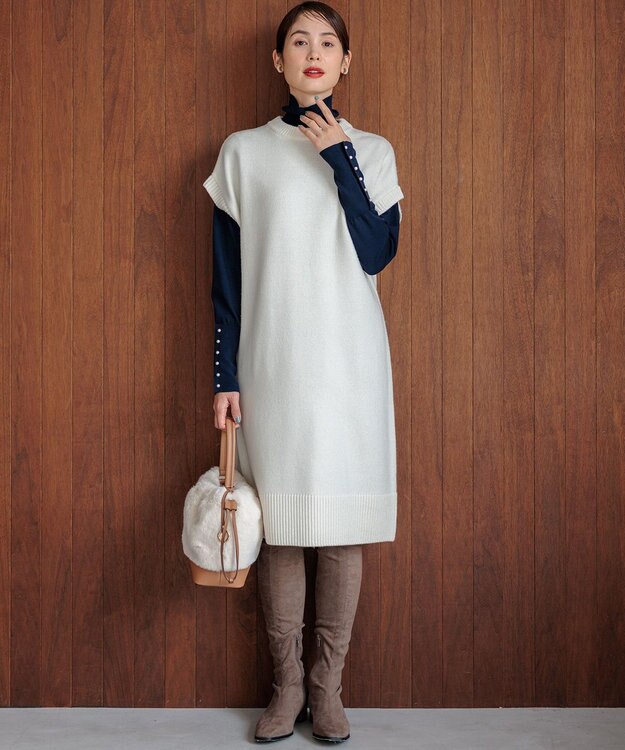 組曲 【WEB限定色あり】ELENA タートルネック ニット ネイビー系