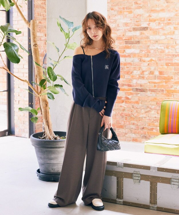 earth music&ecology 【2WAY】ウエストタブタックパンツ Check