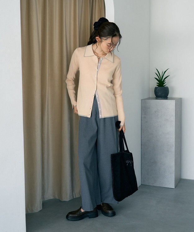 earth music&ecology 【2WAY】ウエストタブタックパンツ Gray