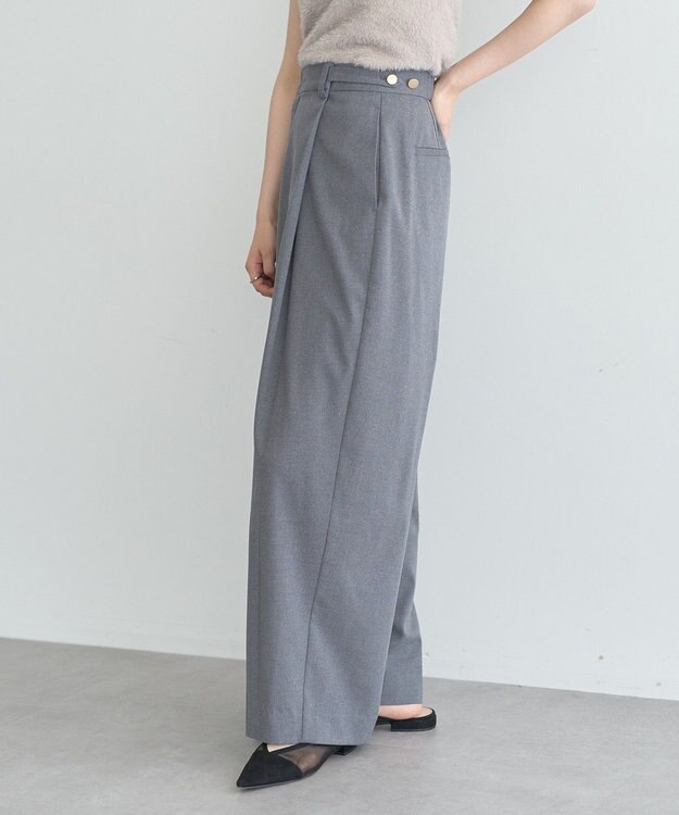 earth music&ecology 【2WAY】ウエストタブタックパンツ Gray