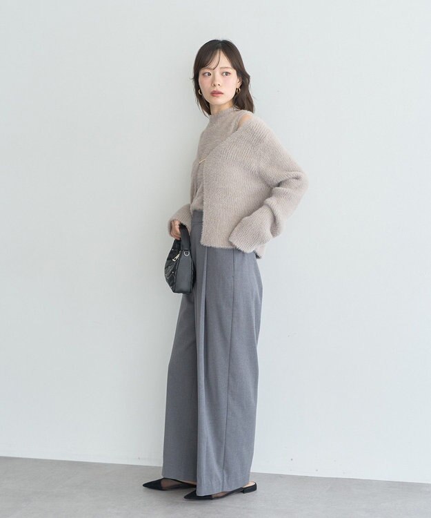 earth music&ecology 【2WAY】ウエストタブタックパンツ Gray