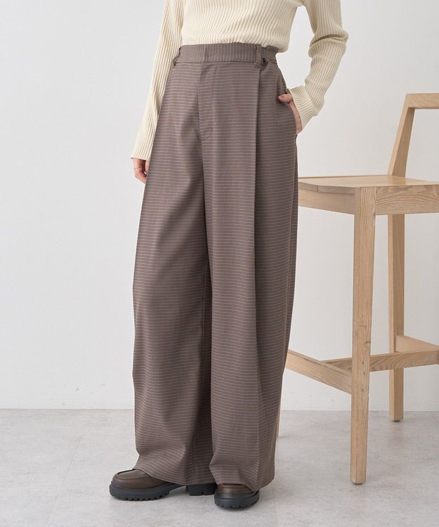 earth music&ecology 【2WAY】ウエストタブタックパンツ Check