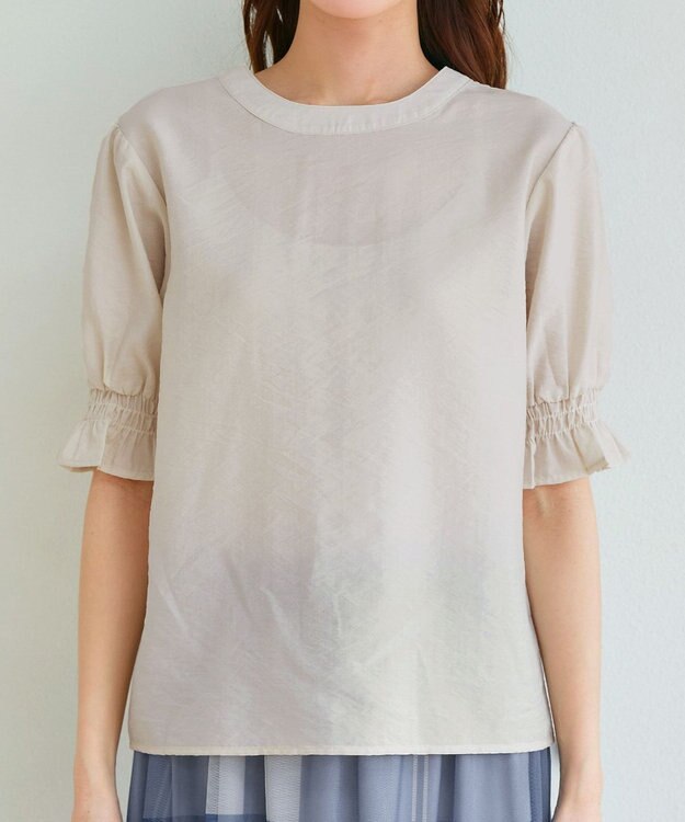 Tiaclasse 【洗える】シアーシャーリング2WAYブラウス エクリュ