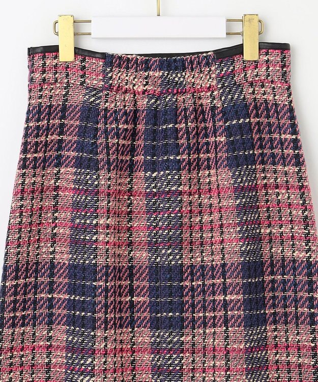 ANY SIS 【25周年記念】ビットポイントツイーディ スカート ピンク系チェック