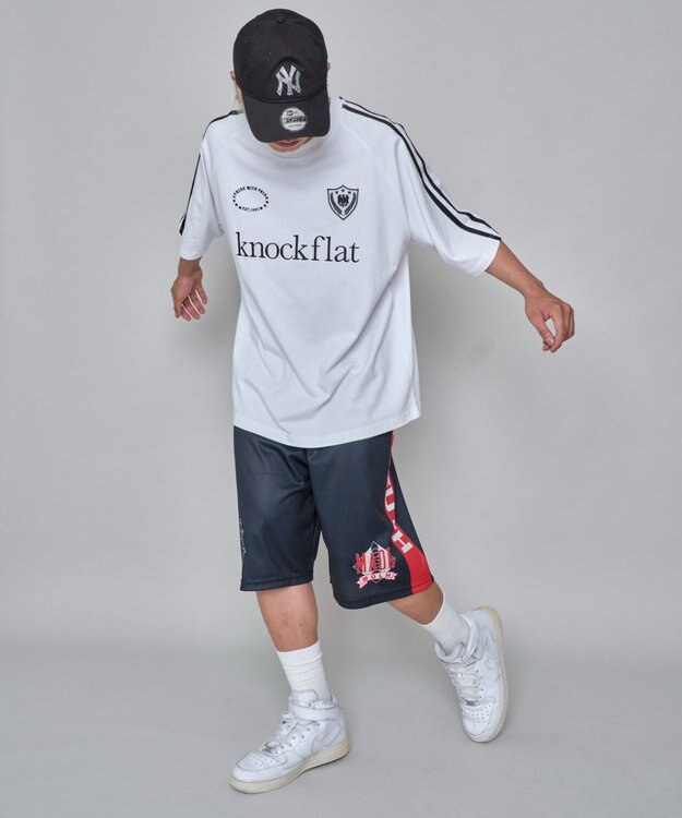 WEGO 【ユニセックス着用ITEM/ウエストゴム/MLサイズ展開】メッシュライングラフィックショーツ ブラック