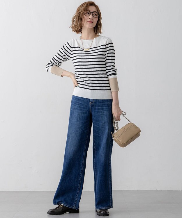 23区 【RED CARD TOKYO×23区/VERY3月号掲載】デニム ライン ワイドパンツ ミッドブルー系