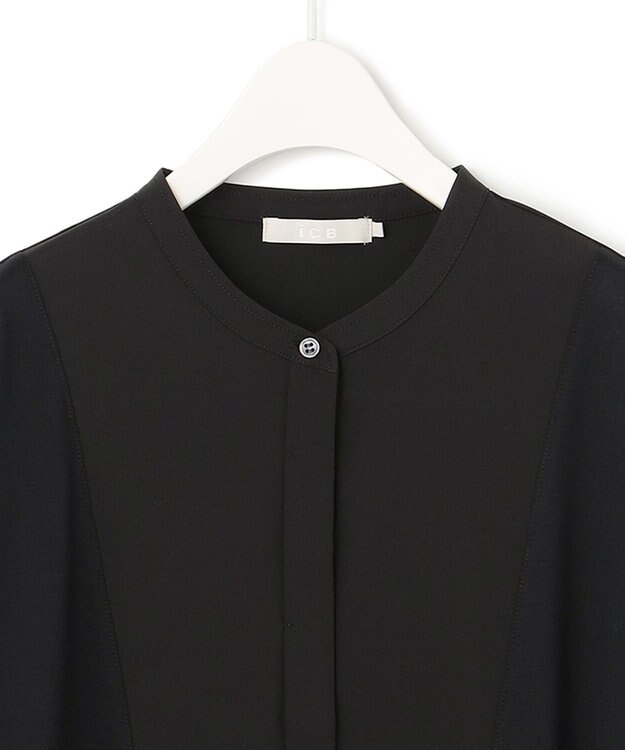 ICB 【UVケア・接触冷感・吸水速乾】コンビネーションジャージー チュニックカットソー ブラック系