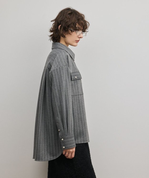 GRACE CONTINENTAL ジャージビッグシャツ ストライプ