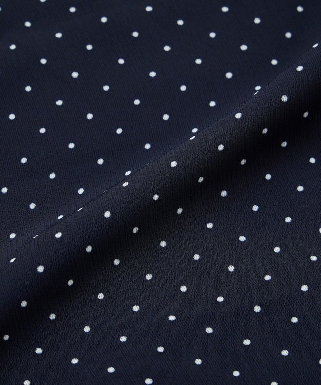 earth music&ecology マジョリカプリーツ半袖ブラウス Dot Navy