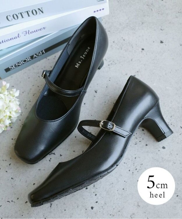 Pointer 【5cmヒール】日本製 ストラップオフィスパンプス ブラック