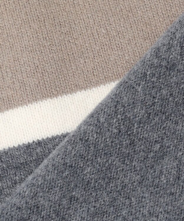 自由区 ウールカシミヤブレンドハイネック ニット マルチボーダー