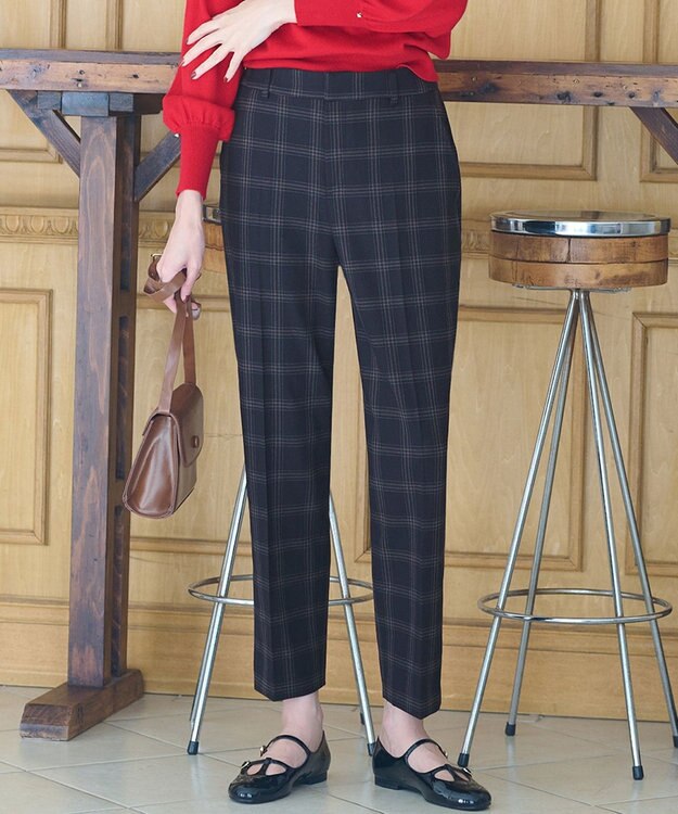 ANY SIS S 【大人百花掲載 ヨンアさん着用】シリーズ累計7万本突破！サーモ2WAYストレッチ テーパードパンツ ネイビーウインドペンチェック