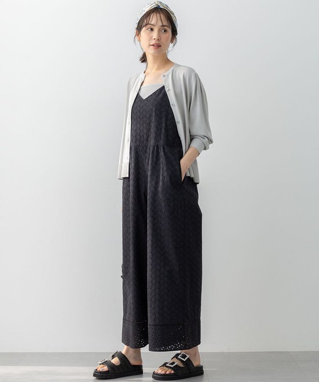 組曲 【WEB限定】エンブロイダリーレースサロペット ブラック系