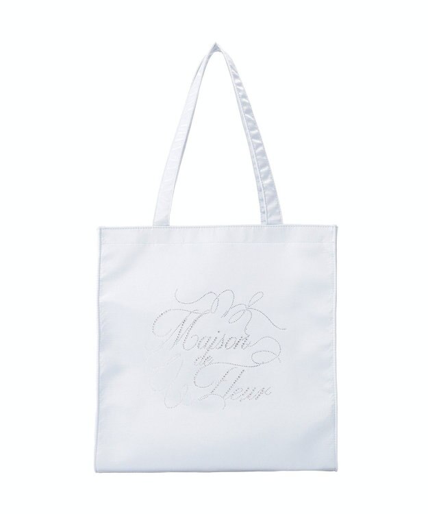 Maison de FLEUR サテンラインストーントートバッグ Light Blue