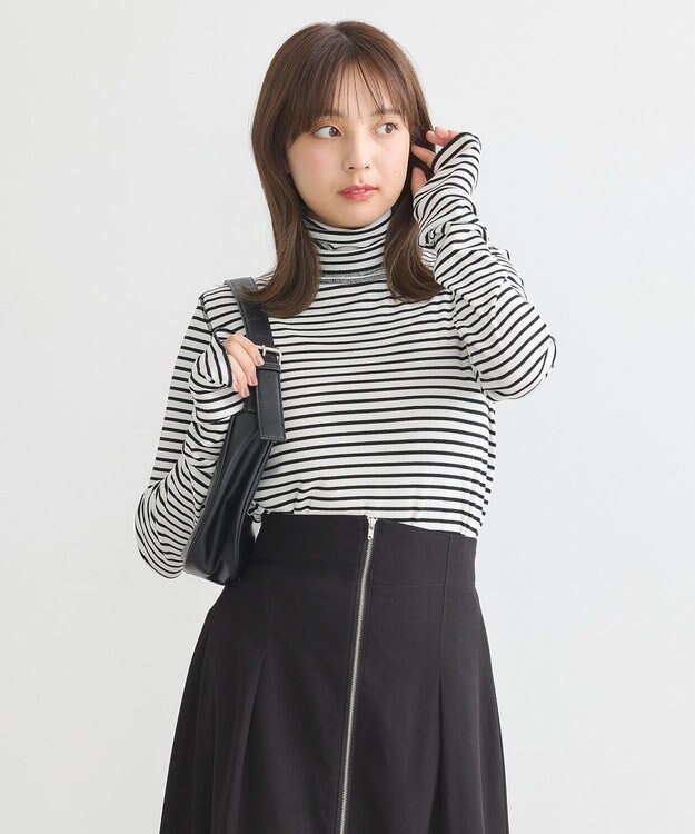 earth music&ecology リブタートルネックプルオーバー Border