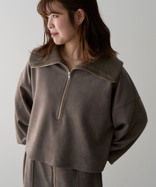 Green Parks ・ＥＬＥＮＣＡＲＥ　ＤＵＥ　スエードポンチハーフＺＩＰ Gray Beige