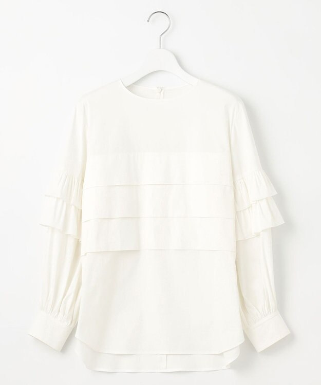 自由区 L 【洗える】タイプライターデザイン ブラウス アイボリー系