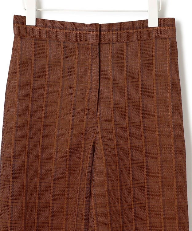 ICB スクエアチェックレノクロス ワイドストレートパンツ マットブラウン系