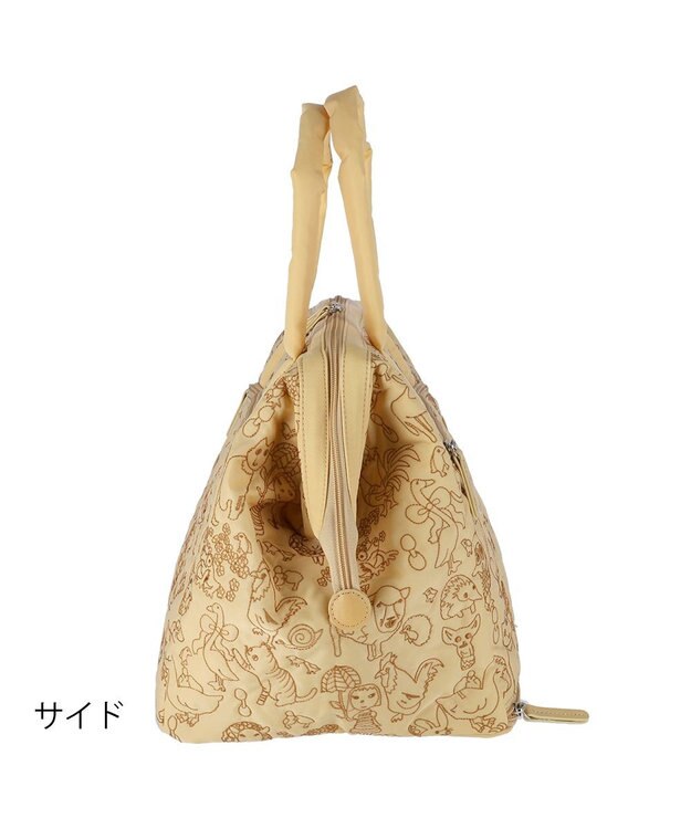 tsumori chisato CARRY 森のどうぶつ刺繍 ボストンバッグ キャリーオンバッグ 口金で大きく開く ベージュ