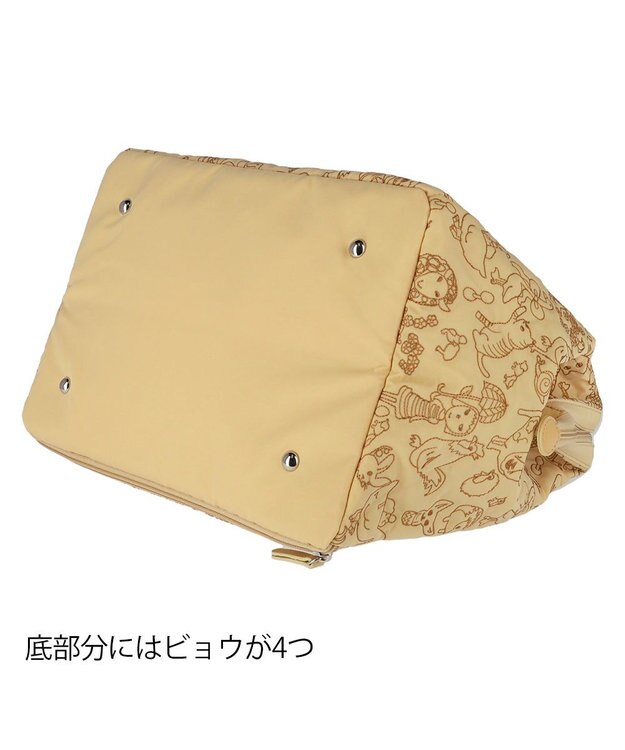 tsumori chisato CARRY 森のどうぶつ刺繍 ボストンバッグ キャリーオンバッグ 口金で大きく開く ベージュ