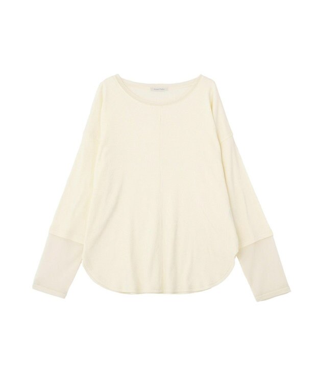 Green Parks 袖チュールリブプルオーバー Ivory