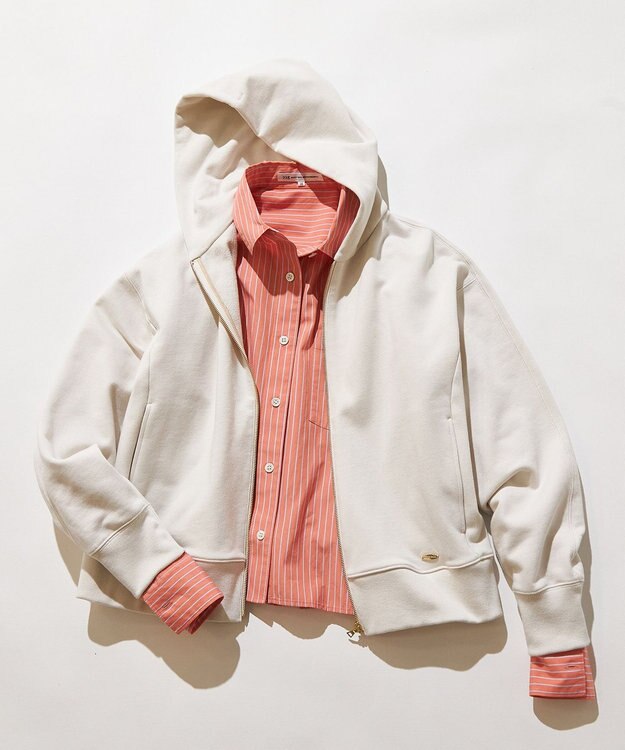 23区 【VERY3月号掲載/洗える】コットンテリー ジップアップ フーディー アイボリー系