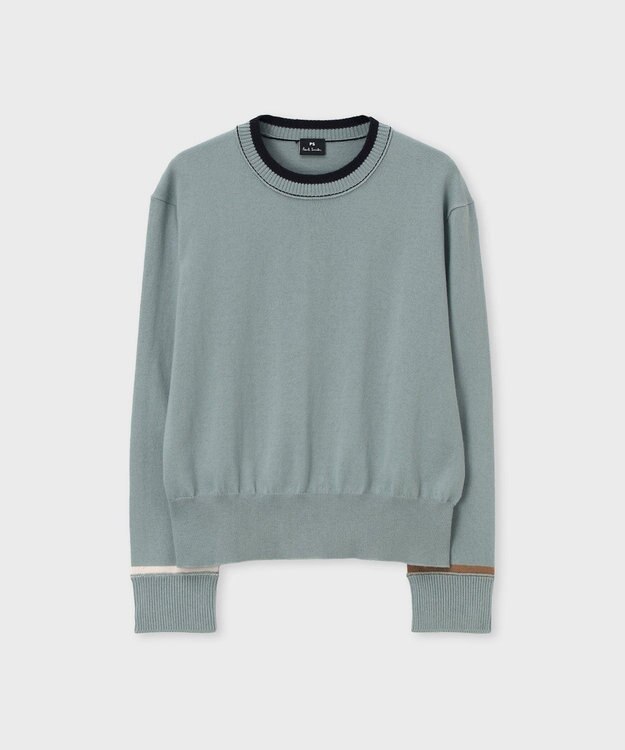 Paul Smith アクセントカラー クルーネックニット グレイッシュブルー
