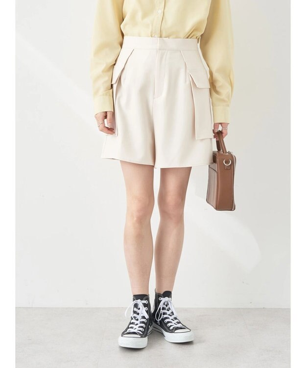 earth music&ecology デザインポケットショートパンツ Light Beige