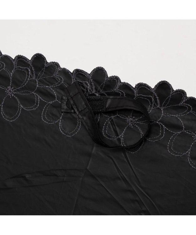 UNBILLION カシュネ cachenez / 【晴雨兼用】【日傘】UV カット率99％以上 PU軽量フラワー刺繍ミニ折りたたみ傘 ネイビー