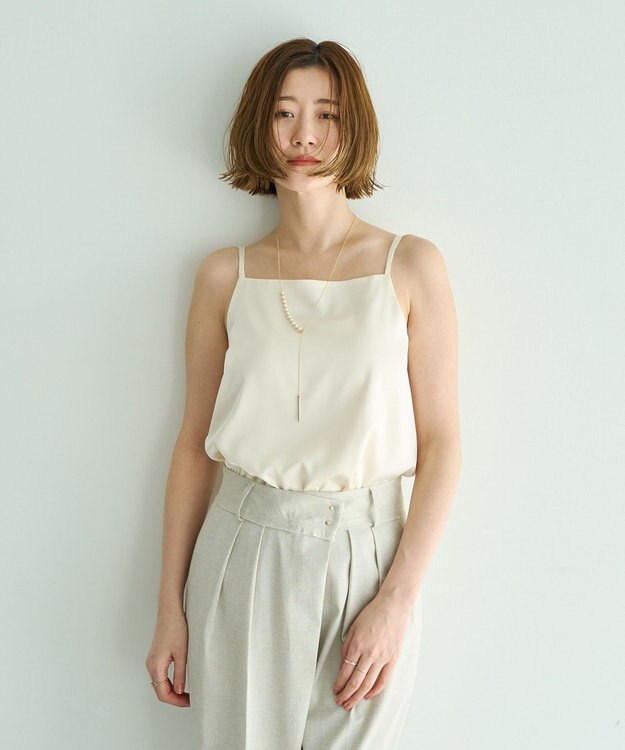 YECCA VECCA ボートネックサテンキャミ Ivory