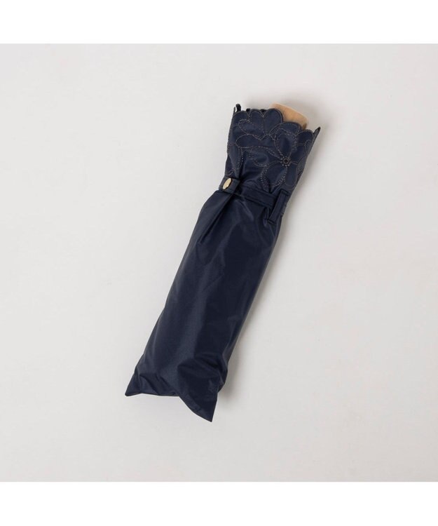UNBILLION カシュネ cachenez / 【晴雨兼用】【日傘】UV カット率99％以上 PU軽量フラワー刺繍ミニ折りたたみ傘 ネイビー