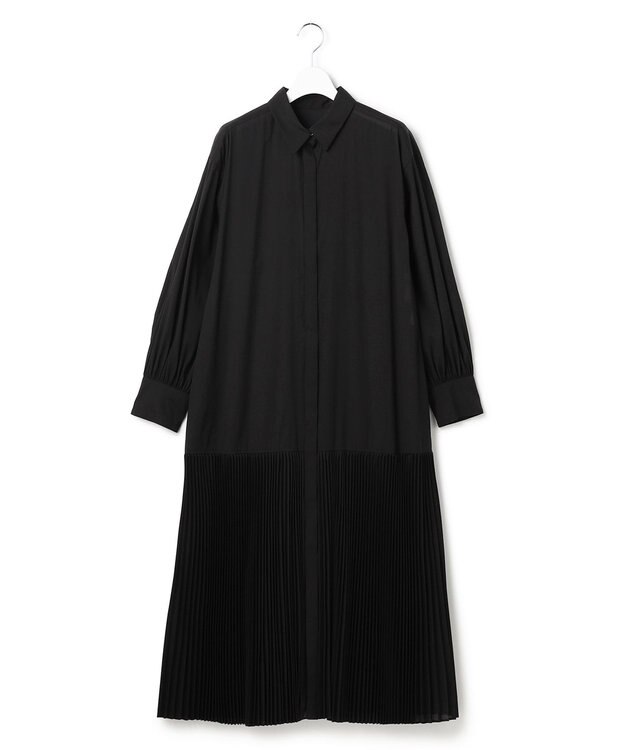 23区 S 【GOLD LABEL】トリアセテートオーガンジー プリーツワンピース ブラック系