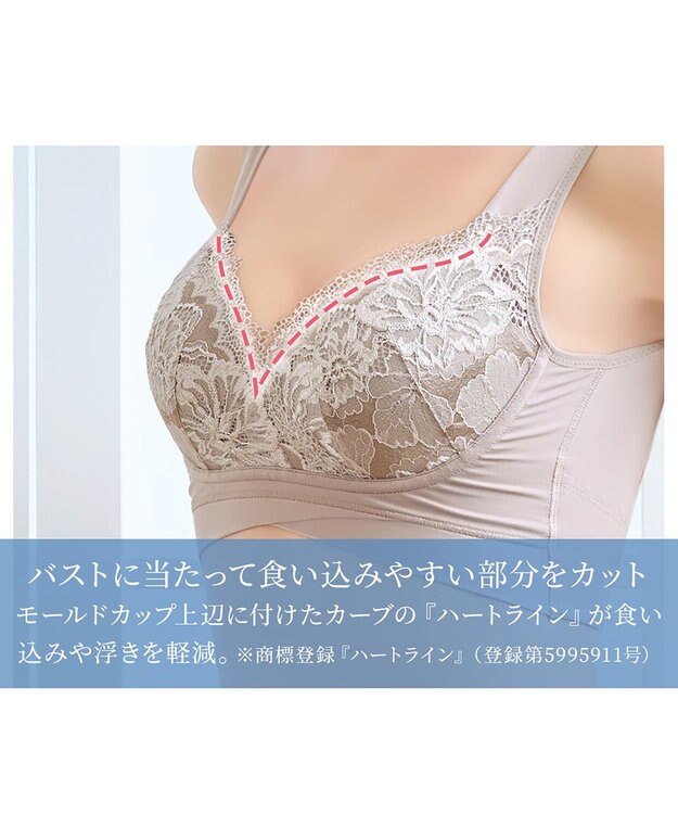 BRADELIS New York 【BRADELIS NewYork peace】ハートのキャッチャーカップで格上げフィットブラ23 ノンワイヤーでラクなのにしっかり美胸シルエット トープ