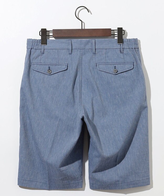 JOSEPH ABBOUD 【ウエストも伸びる/清涼/ストレッチ】ストレッチリネンシャンブレーショートパンツ サックスブルー系