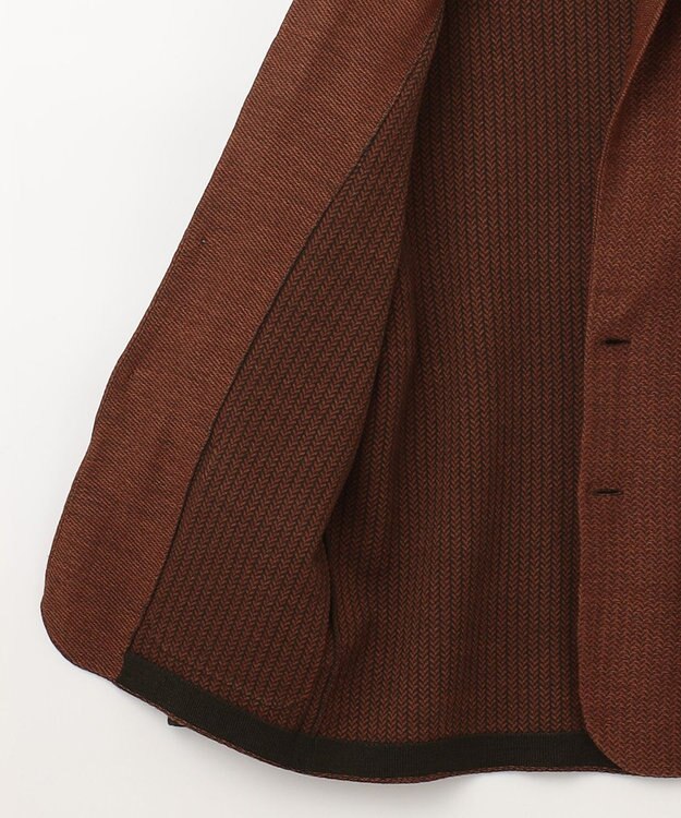 JOSEPH ABBOUD 【驚きの軽量ウール】KARLKARL ヘリンボーン柄 ニットジャケット オレンジ系