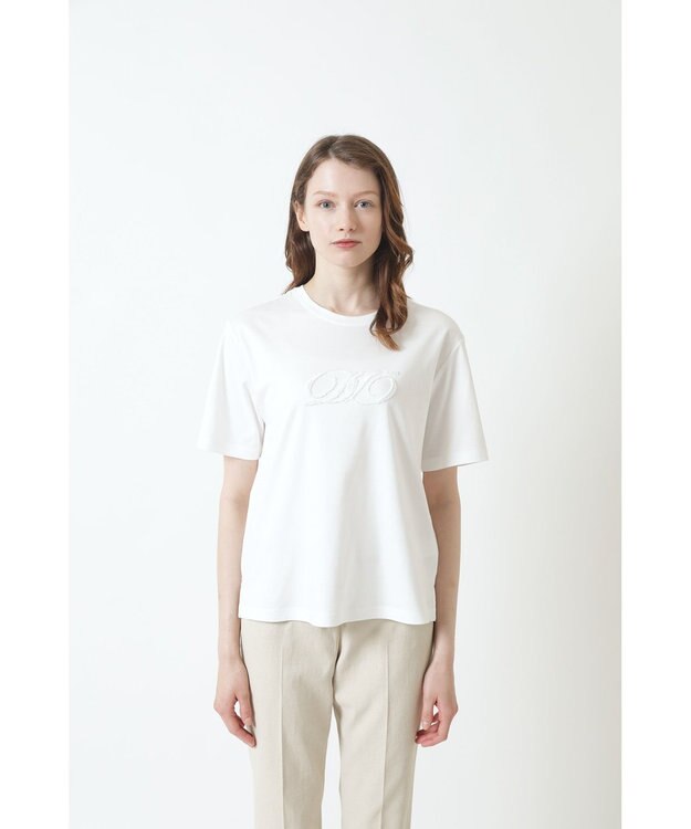 DAKS ロゴ スパンコール Tシャツ オフホワイト