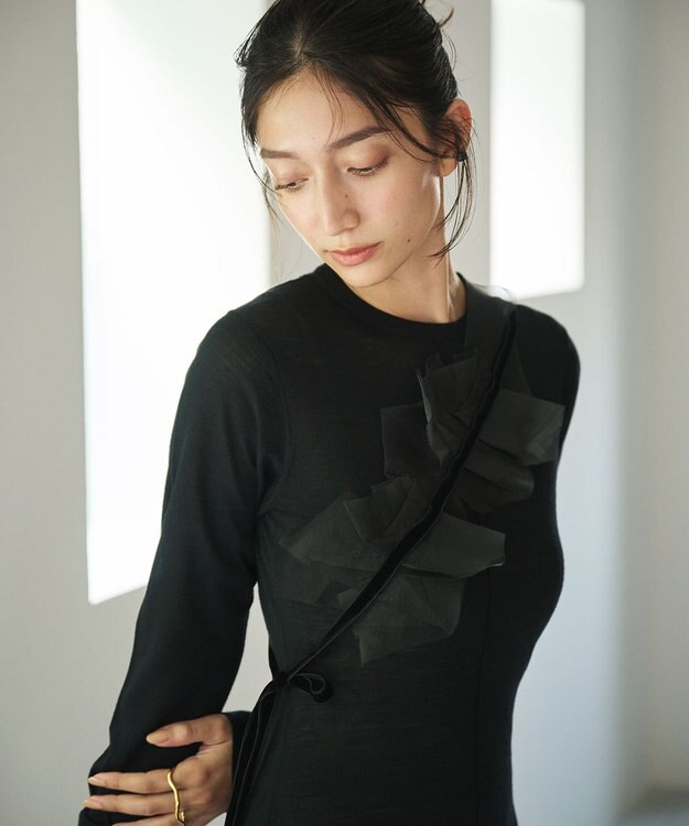 #Newans オリガミデザインベルト ブラック(オーガンジー)