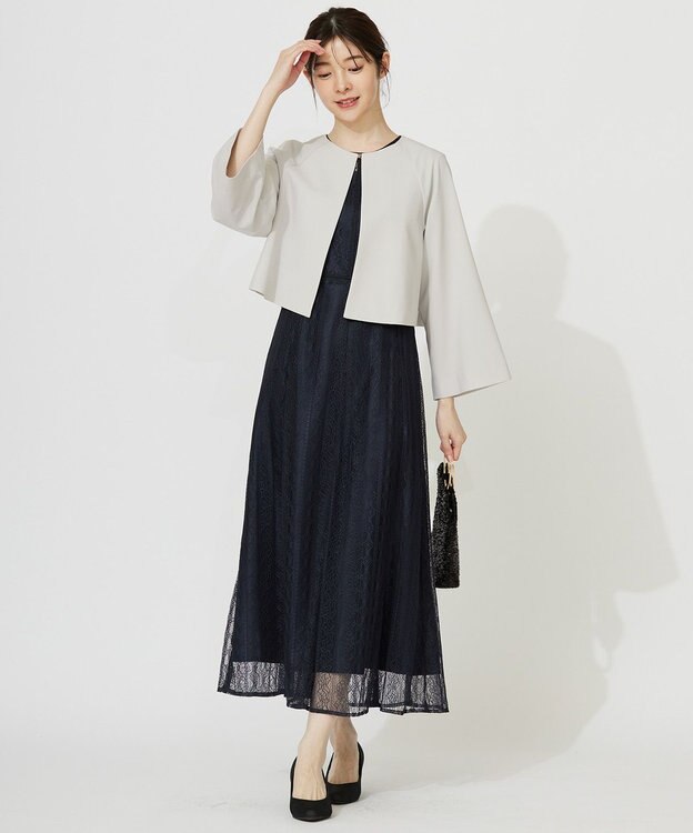 ANY SIS 【洗える】セレモニークロップド ジャケット ライトグレー