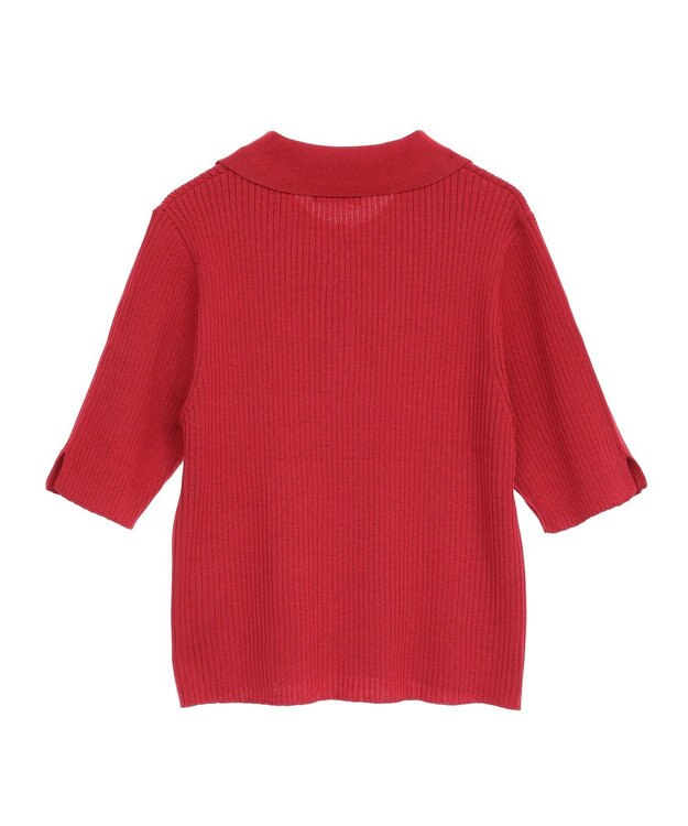 earth music&ecology 半袖ポロニットプルオーバー Red