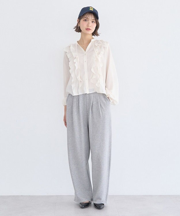 earth music&ecology フリルリボンブラウス Off White