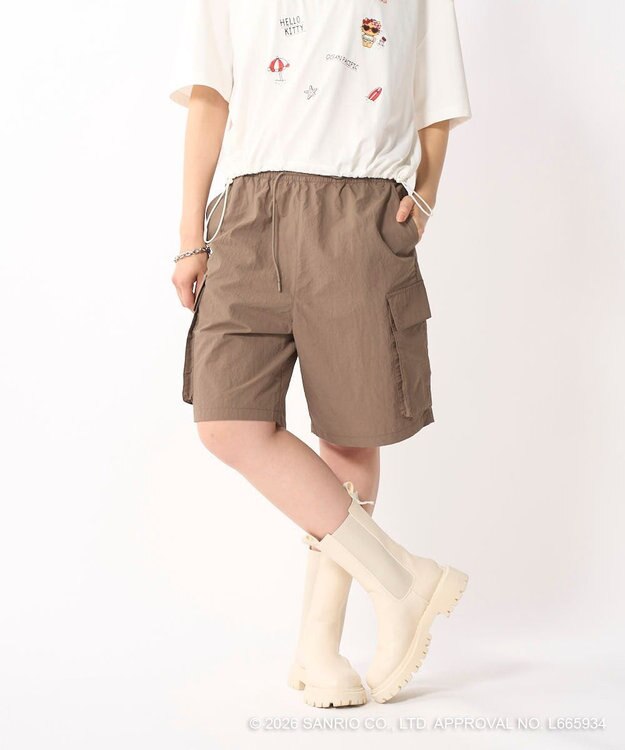 OP／FILA 【Ocean Pacific×ハローキティ】水陸両用ハーフパンツ ブラウン